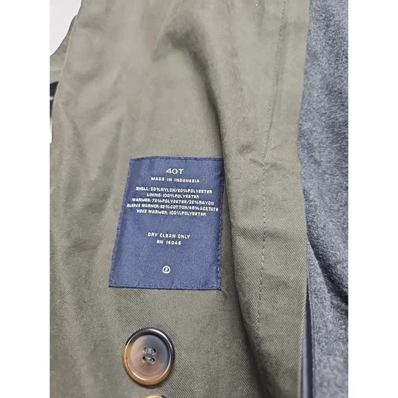 Vtg Nautica Trench Coat Mens 40T Pewter Double Breasted Lined Preppy Retro - Picture 10 of 16